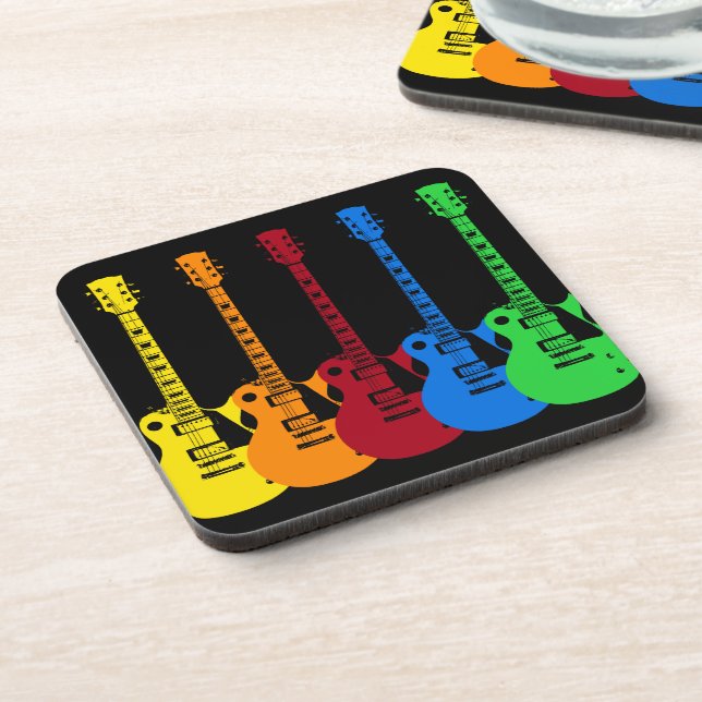 Five Colourful Electric Guitars  Coaster (Left Side)