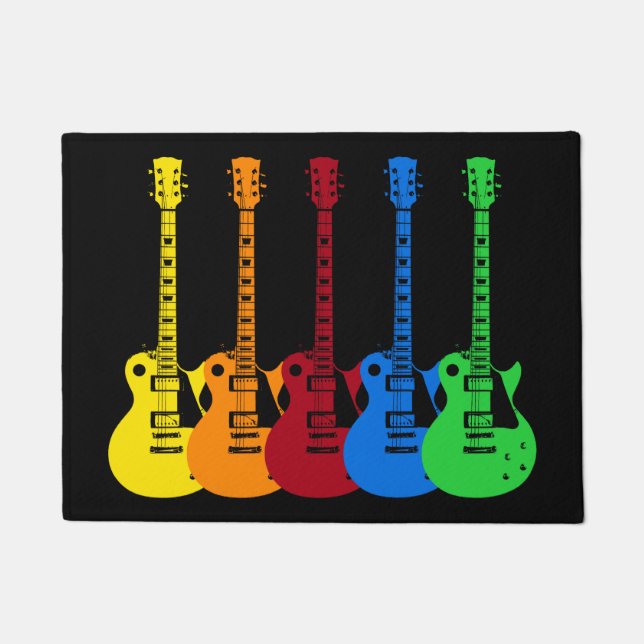 Five Colourful Electric Guitars  Doormat (Front)