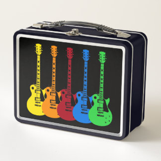 Five Colourful Electric Guitars  Metal Lunch Box