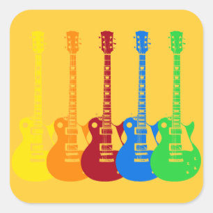 Five Colourful Electric Guitars  Square Sticker