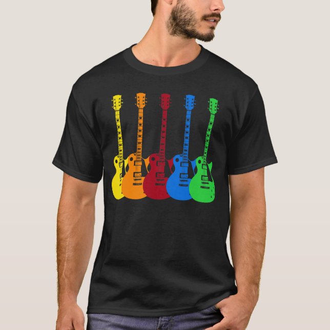 Five Colourful Electric Guitars  T-Shirt (Front)
