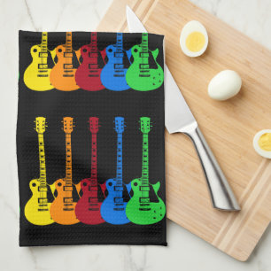 Five Colourful Electric Guitars Tea Towel