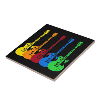 Five Colourful Electric Guitars Tile