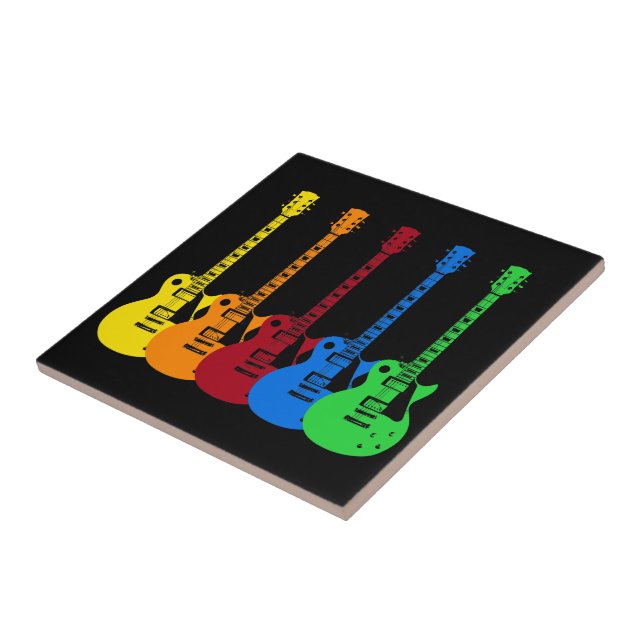 Five Colourful Electric Guitars  Tile (Side)