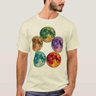 Five Colourful Moons - Surreal Vintage Astronomy A T-Shirt