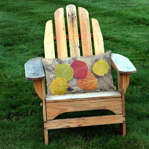 Five Colourful Rustic Fall Aspen Leaves Photograph Lumbar Cushion