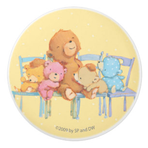 Five Cuddly and Colourful Bears On Chairs 2 Ceramic Knob