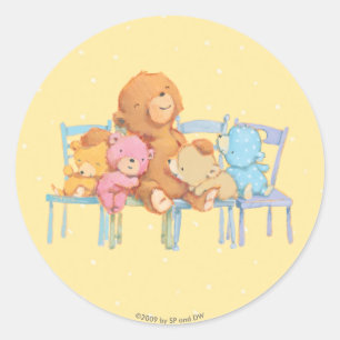 Five Cuddly and Colourful Bears On Chairs Classic Round Sticker