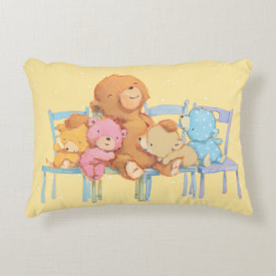 Five Cuddly and Colourful Bears On Chairs Decorative Cushion