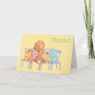 Five Cuddly and Colourful Bears On Chairs Thank You Card