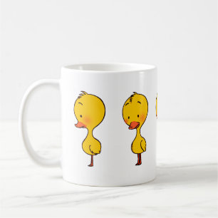 Five Cute Cartoon Yellow Ducks Coffee Mug