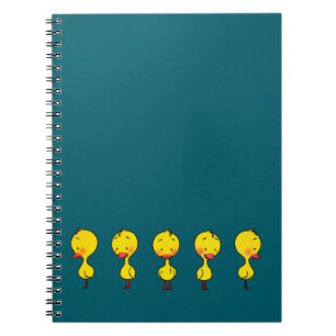 Five Cute Cartoon Yellow Ducks Notebook