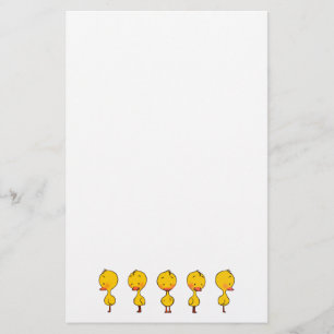 Five Cute Cartoon Yellow Ducks Stationery
