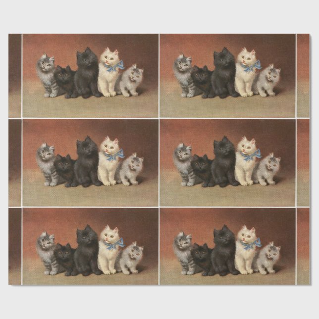 Five Cute Kittens Wrapping Paper (Flat)