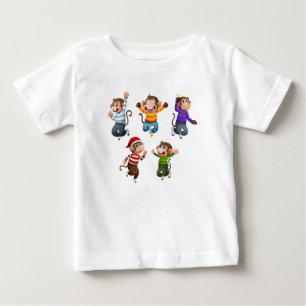 five cute little monkeys jumping for joy2 baby T-Shirt