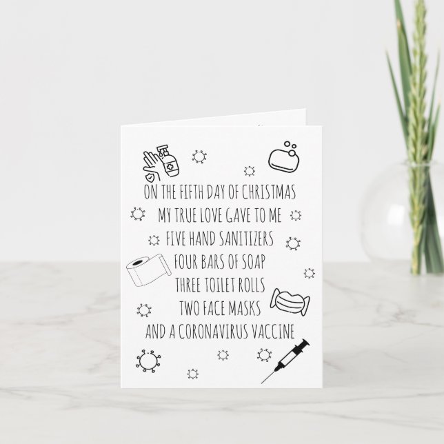 Five Days of Covid Christmas Funny Holiday Card (Front)