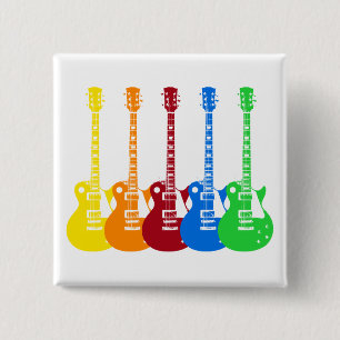 Five Electric Guitars 15 Cm Square Badge