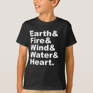 Five Elements Earth Fire Wind Water & Heart T-Shirt