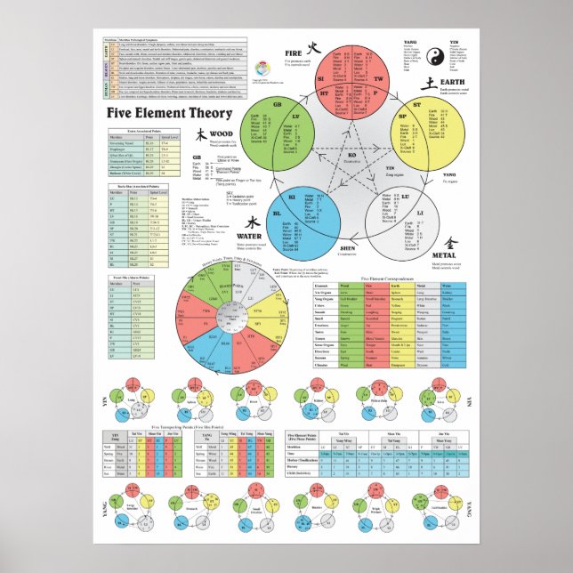 Five Elements of Acupuncture Points Chart (Front)