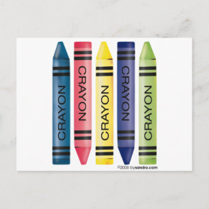 Five fat crayons postcard