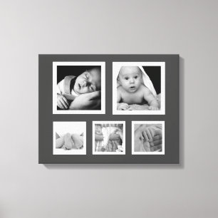Five Fave Photos with White Frames Collage Canvas Print