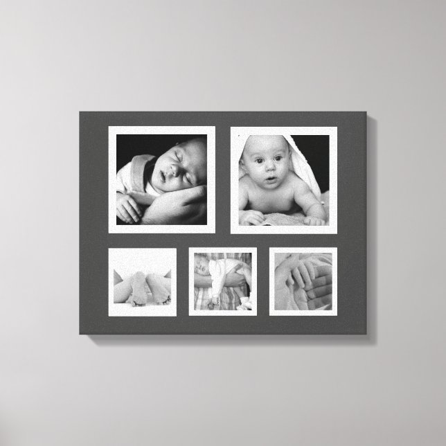 Five Fave Photos with White Frames Collage Canvas Print (Front)