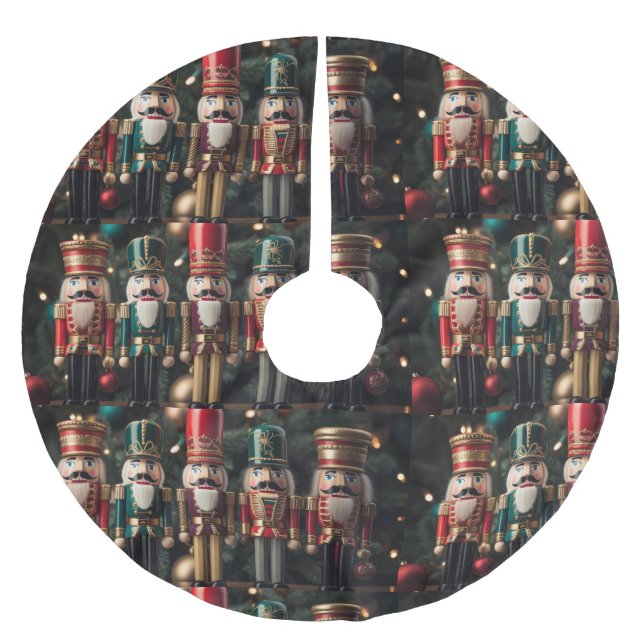 Five festive Christmas nutcrackers  Brushed Polyester Tree Skirt (Front)