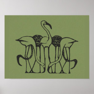 Five Flamingos by Gerrit Willem Dijsselhof Poster