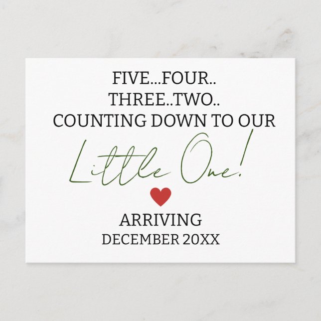 FIVE FOUR THREE TWO Counting down to pregnancy  An Holiday Postcard (Front)