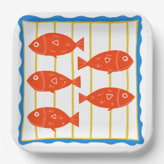 Five Fun Fish Nautical Design Paper Plate
