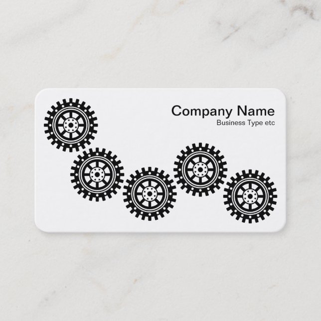 Five Gears II - Black and White - Grey Back Business Card (Front)