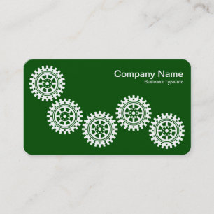 Five Gears II - White on Dark Green - Grey Back Business Card