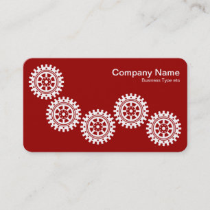 Five Gears II - White on Ruby Red - Grey Back Business Card