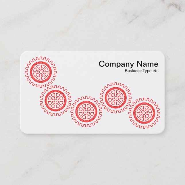 Five Gears - Red and White - Grey Back Business Card (Front)