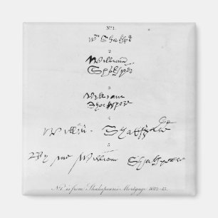 Five Genuine Autographs of William Shakespeare Magnet