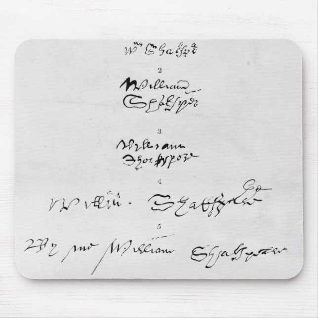 Five Genuine Autographs of William Shakespeare Mouse Mat (Front)