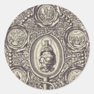 Five glorious mysteries classic round sticker