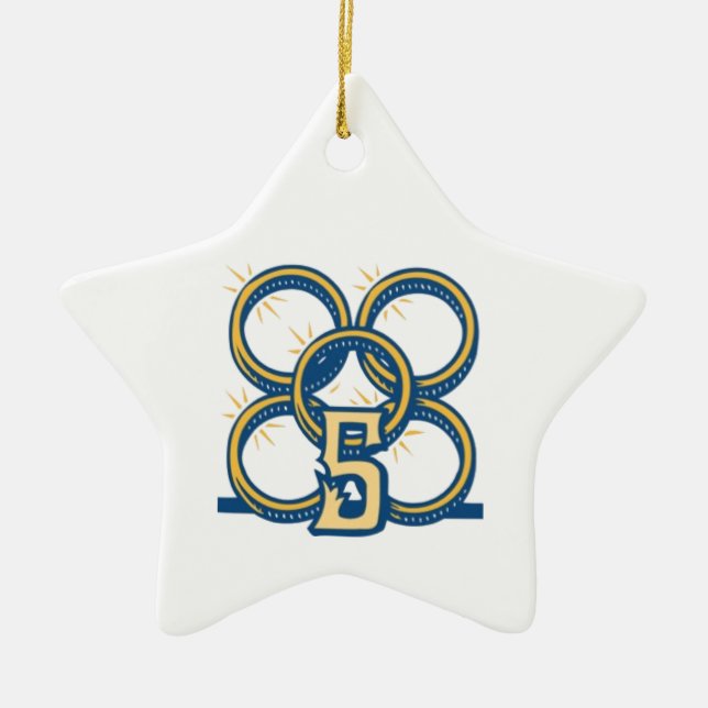 Five Gold Rings! Ceramic Tree Decoration (Front)