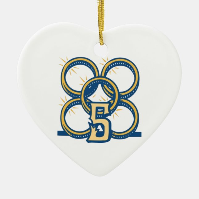 Five Gold Rings! Ceramic Tree Decoration (Front)