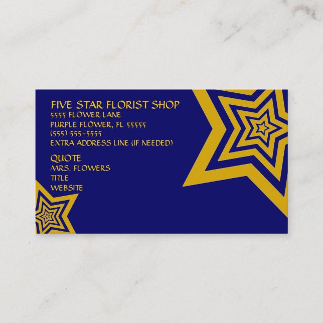 Five Gold Stars Business Card (Front)