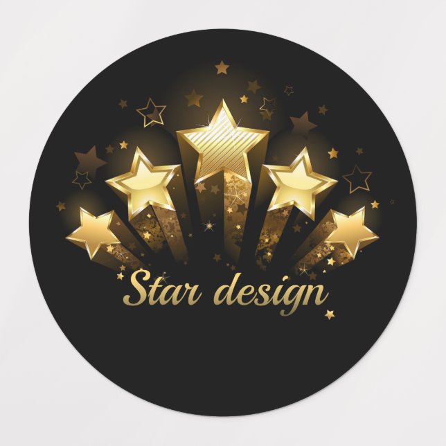 Five gold stars on black (Design 1)