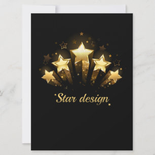 Five gold stars on black holiday card
