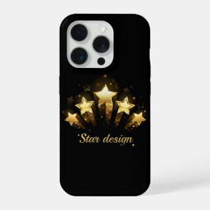 Five gold stars on black iPhone 15 pro case
