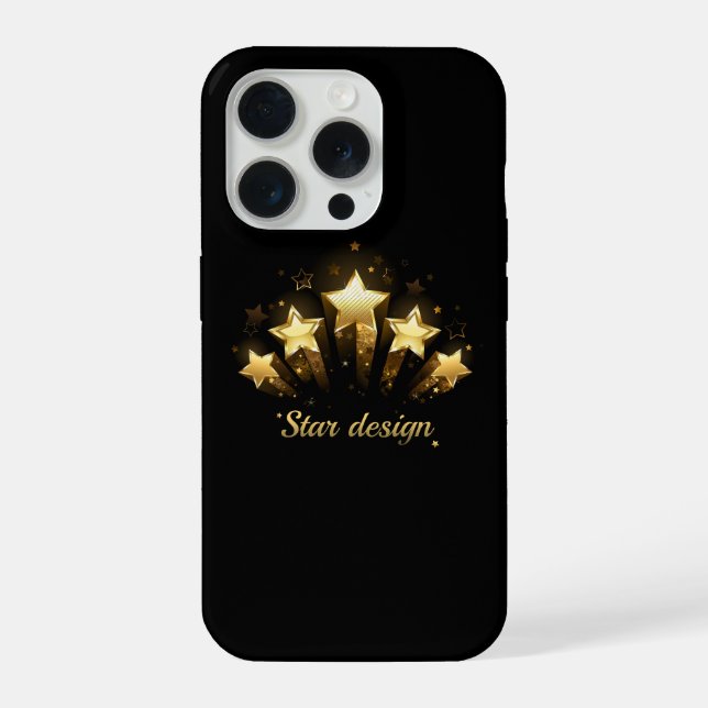 Five gold stars on black iPhone case (Back)