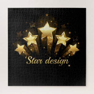 Five gold stars on black jigsaw puzzle