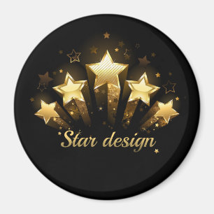 Five gold stars on black magnet