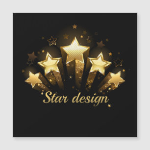 Five gold stars on black magnetic invitation