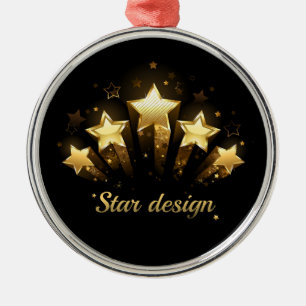 Five gold stars on black metal tree decoration