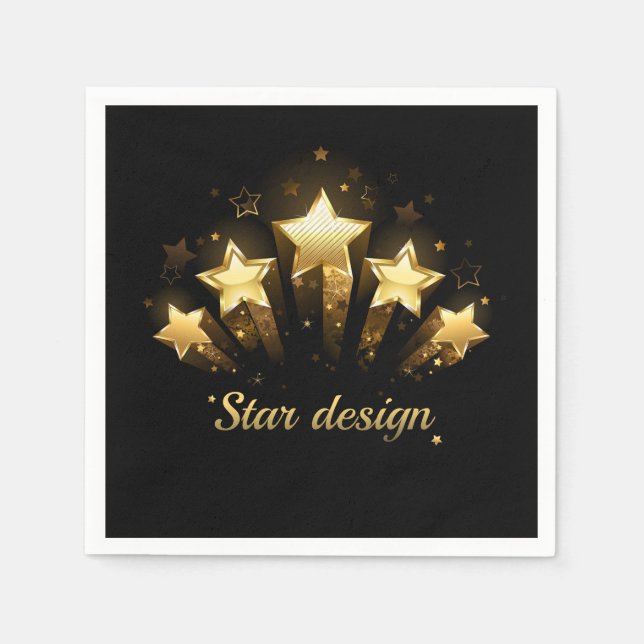 Five gold stars on black napkin (Front)