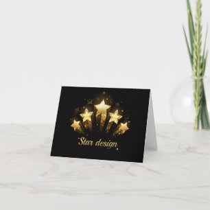 Five gold stars on black note card